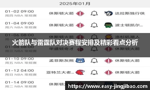 火箭队与雷霆队对决赛程安排及精彩看点分析